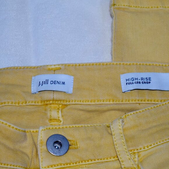 J. Jill Size 6P Petite | Mustard Yellow Wide-Leg Cropped Denim Jeans | High Rise - Picture 4 of 6